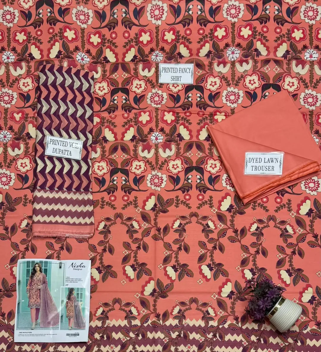 Elegant Printed Lawn 3-Piece Suit (Vol 2)