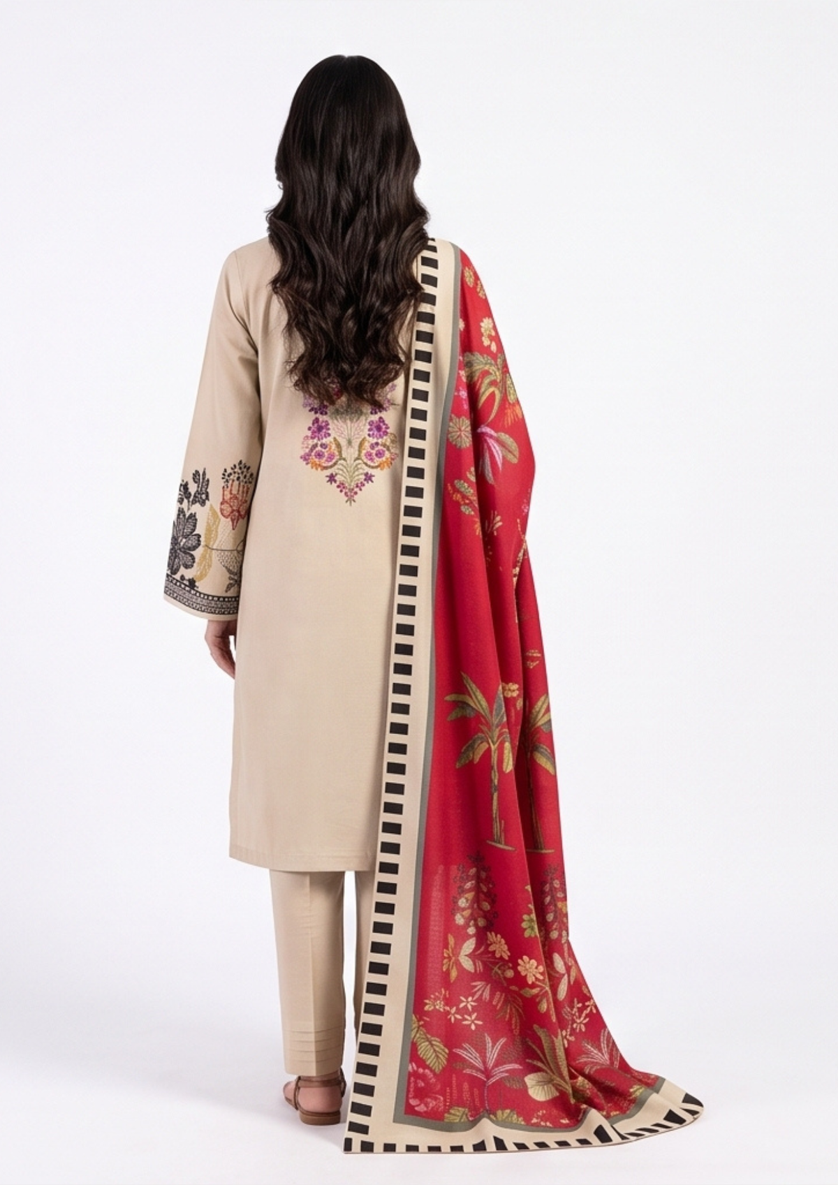 Earthy Brown All-Over Printed Lawn 3-Piece Suit