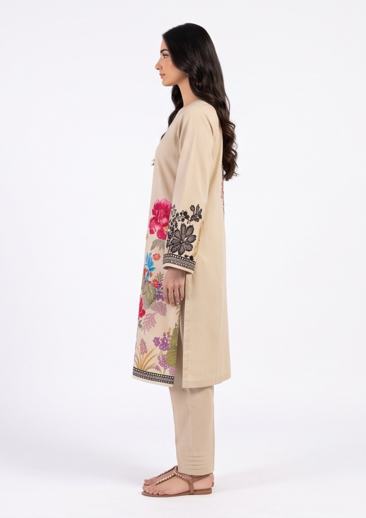 Earthy Brown All-Over Printed Lawn 3-Piece Suit